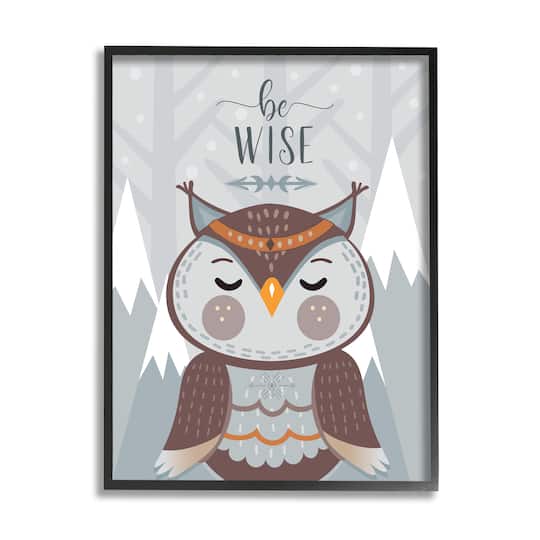 Stupell Industries Be Wise Loveable Owl Black Frame Wall Art